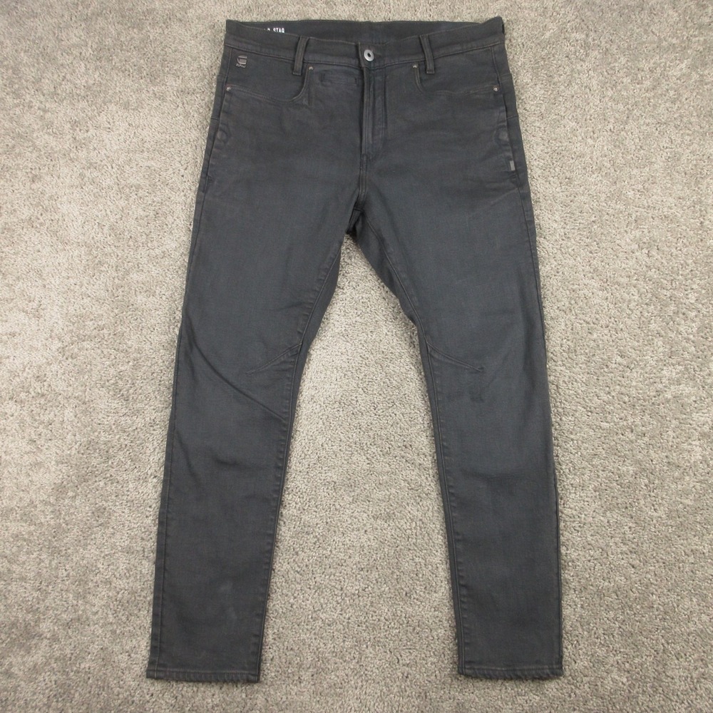 G Star Raw Jeans Mens 34x30 Black Gray D-Staq 3D Slim Tapered Stack Denim Pants